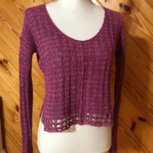 Free People Crochet Knit Cropped Sweater Small